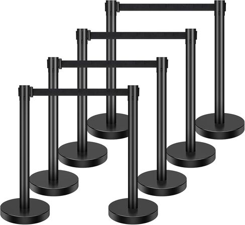 XPCare 8 Pack Control Control Stanchion ، Stanchion الأسود مع حزام قابلة للسحب 6.6 قدم/2 متر ، حاجز تحكم في الحشود الأسود -مناسبة للفنادق والمعارض ， مجموعة سهلة الاتصال in Kuwait