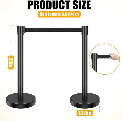XPCare 8 Pack Control Control Stanchion ، Stanchion الأسود مع حزام قابلة للسحب 6.6 قدم/2 متر ، حاجز تحكم في الحشود الأسود -مناسبة للفنادق والمعارض ， مجموعة سهلة الاتصال in Kuwait