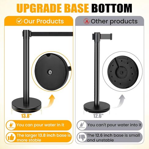 XPCare 8 Pack Control Control Stanchion ، Stanchion الأسود مع حزام قابلة للسحب 6.6 قدم/2 متر ، حاجز تحكم في الحشود الأسود -مناسبة للفنادق والمعارض ， مجموعة سهلة الاتصال in Kuwait
