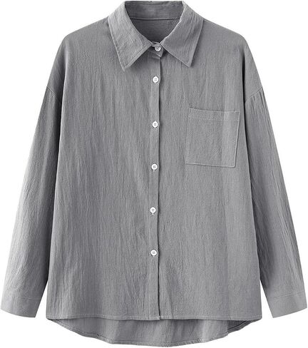 Women's 2 Pieces Cotton Linen Loungewear Button Down Shirt and Wide-Leg Pants Set in Saudi Arabia