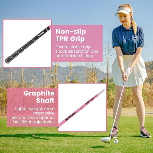 Gymax Women Golf Clubs ، 16pcs مجموعة الجولف اليمنى تشمل Graphite 460CC Driver (1) ، Fairway (3) ، Hybrid (5) in Saudi Arabia