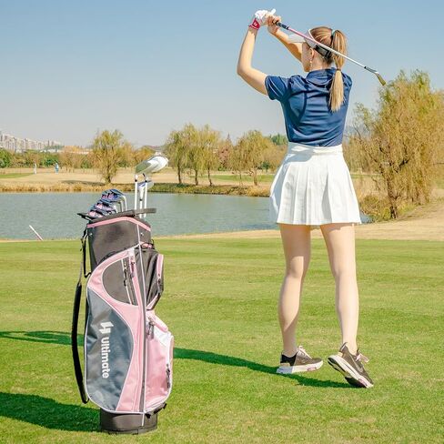 Gymax Women Golf Clubs ، 16pcs مجموعة الجولف اليمنى تشمل Graphite 460CC Driver (1) ، Fairway (3) ، Hybrid (5) in Saudi Arabia