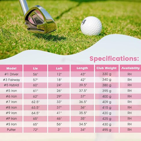 Gymax Women Golf Clubs ، 16pcs مجموعة الجولف اليمنى تشمل Graphite 460CC Driver (1) ، Fairway (3) ، Hybrid (5) in Saudi Arabia