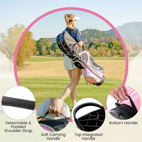 Gymax Women Golf Clubs ، 16pcs مجموعة الجولف اليمنى تشمل Graphite 460CC Driver (1) ، Fairway (3) ، Hybrid (5) in Saudi Arabia