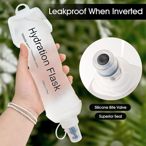 قارورة Gygyl Soft Flask ، زجاجة ماء ناعم قابلة للطي TPU لحزمة الترطيب ، سترة الجري ، زجاجة ماء قابلة للطي مقاومة للتسرب للتنزه في ركوب الركض 250 مل أبيض in Kuwait