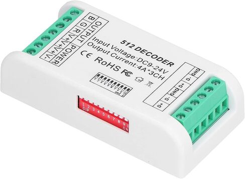 3 وحدة تحكم DMX 512 ، 9V-24V DMX Decoder RGB LED Dimmer Driver لضوء شريط LED ، 3.7 × 1.8 × 0.9in in Saudi Arabia