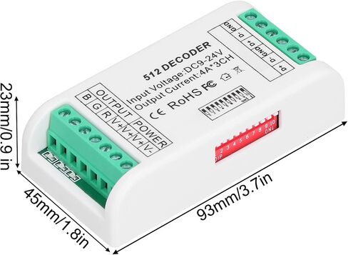 3 وحدة تحكم DMX 512 ، 9V-24V DMX Decoder RGB LED Dimmer Driver لضوء شريط LED ، 3.7 × 1.8 × 0.9in in Saudi Arabia