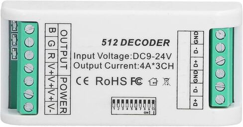 3 وحدة تحكم DMX 512 ، 9V-24V DMX Decoder RGB LED Dimmer Driver لضوء شريط LED ، 3.7 × 1.8 × 0.9in in Saudi Arabia