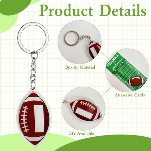 30 مجموعة من هباتات مفاتيح كرة القدم ، وأدوات مفاتيح أكريليك كرة القدم مع بطاقات الحفلات الرياضية تفضل هدايا سلسلة مفاتيح فريق كرة القدم لعيد ميلاد الحفلة الرياضية in Kuwait