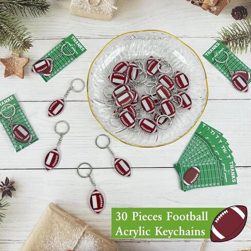 30 مجموعة من هباتات مفاتيح كرة القدم ، وأدوات مفاتيح أكريليك كرة القدم مع بطاقات الحفلات الرياضية تفضل هدايا سلسلة مفاتيح فريق كرة القدم لعيد ميلاد الحفلة الرياضية in Kuwait