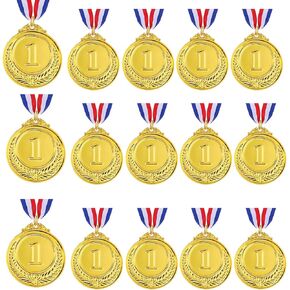 15 قطعة ميداليات جائزة الذهب الميداليات مع قلادات الشريط للرياضة والألعاب والمنافسة ومكافآت الطلاب وعروض المواهب والحفلات والأسلوب الأولمبي ، 2 بوصة in Kuwait