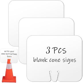 Geetery 18 Pcs Blank Traffic Cone Signs, 10.4"x12.6" Write-on Sign, White in Saudi Arabia