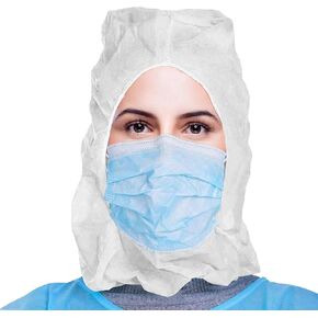EZGOODZ White Disposable Hood Caps One Size. Pack of 1000 Disposable Bouffant Hoods. 18 GSM Polypropylene Disposable Hoods with Elastic Band. Well-Ventilated Protective Caps Hoods Hairnets Unisex in Kuwait