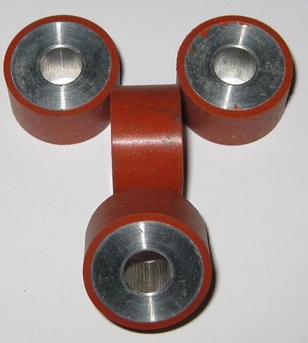 #US 4 X Rubber Coated Aluminum Roller Set - 8 Mm Bore - 22 Mm Dia. - 12.5 Mm Thick in Saudi Arabia