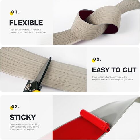 BNELL FLOOR TRANTITION STRIP - SELF FINYL LARLINATE COVER SLIP 3 "مقسم مسطح للانضمام إلى الفجوات والتحولات في المدخل (3.3 قدم ، 7.6 سم ، حبة الخشب الرماد) in Kuwait