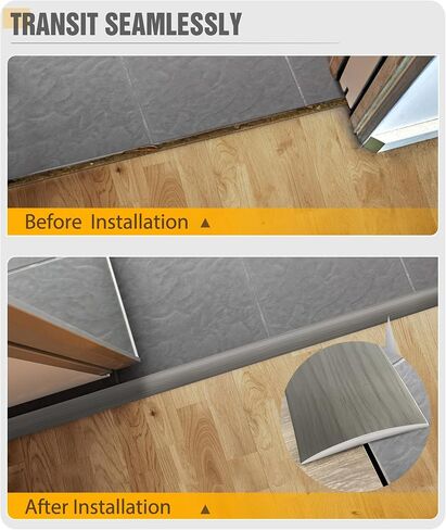 BNELL FLOOR TRANTITION STRIP - SELF FINYL LARLINATE COVER SLIP 3 "مقسم مسطح للانضمام إلى الفجوات والتحولات في المدخل (3.3 قدم ، 7.6 سم ، حبة الخشب الرماد) in Kuwait