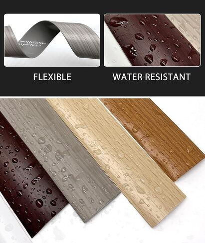 BNELL FLOOR TRANTITION STRIP - SELF FINYL LARLINATE COVER SLIP 3 "مقسم مسطح للانضمام إلى الفجوات والتحولات في المدخل (3.3 قدم ، 7.6 سم ، حبة الخشب الرماد) in Kuwait