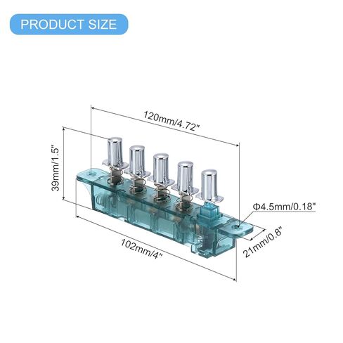 UXCELL 2PCS Range Range Range Switch لوحة مفاتيح ، MQ165 AC 250V 4A 5 زر الضغط على لوحة مفاتيح لوحة مفتاح النطاق ، الأزرق in Saudi Arabia