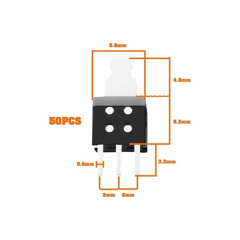 ECSiNG 50pcs 3Pin Latching Push Button Switches Replacement Part 5.8x5.8mm PCB Push Button Switch 30VDC/0.1A Withstand Voltage AC250V(50Hz)/min for Audio Computer in Saudi Arabia