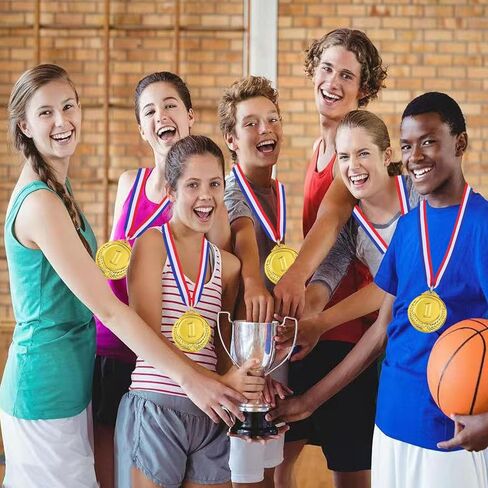 15 قطعة ميداليات جائزة الذهب الميداليات مع قلادات الشريط للرياضة والألعاب والمنافسة ومكافآت الطلاب وعروض المواهب والحفلات والأسلوب الأولمبي ، 2 بوصة in Kuwait