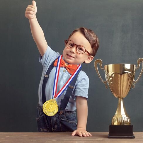 15 قطعة ميداليات جائزة الذهب الميداليات مع قلادات الشريط للرياضة والألعاب والمنافسة ومكافآت الطلاب وعروض المواهب والحفلات والأسلوب الأولمبي ، 2 بوصة in Kuwait