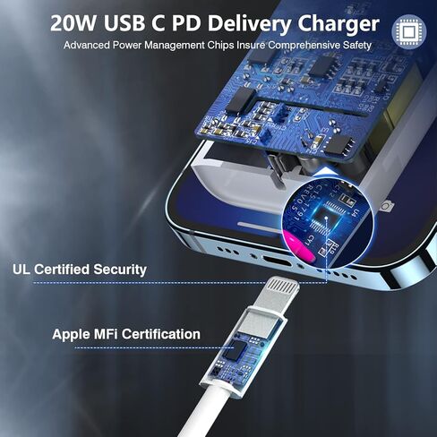 [Apple MFi Certified]45W iPhone 17 16 15 Pro Max Charger,2Pack Fast USBC Charger Block Travel Plug Long 6FT USBC to C Cable Quick Charging for Apple iPhone 17/Pro/17 Air/ 16/16 Pro/16 Plus/15/Plus/Pro in Kuwait
