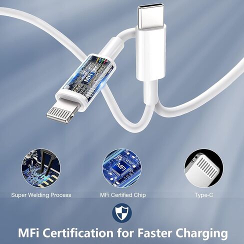 [Apple MFi Certified]45W iPhone 17 16 15 Pro Max Charger,2Pack Fast USBC Charger Block Travel Plug Long 6FT USBC to C Cable Quick Charging for Apple iPhone 17/Pro/17 Air/ 16/16 Pro/16 Plus/15/Plus/Pro in Kuwait