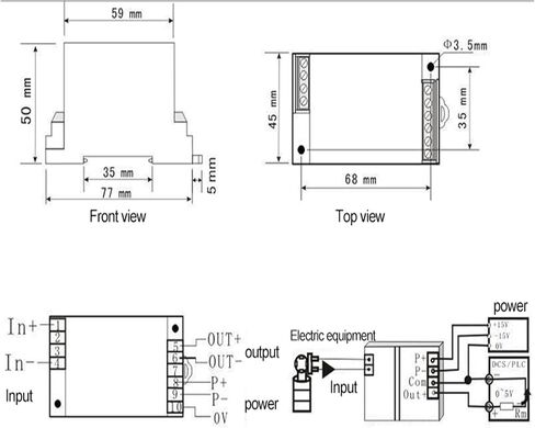 DC24V AC220V AC الجهد التحويلي لجهد الجهد الجهد إدخال جهاز إرسال أجهزة الإرسال 0-10V AC 0-10V DC (220V_0-10V_4 سلك) in Saudi Arabia