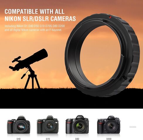 Alstar Metal T-Ring Adapter for N ikon DSLR/SLR (Fits All Ni kon DSLR/SLR Cameras) in Kuwait