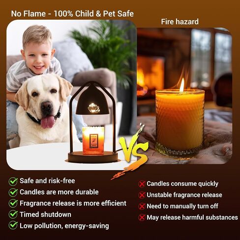 Flower Candle Warmer Lamp with Timer, Wax Warmer Gifts for Mom, Dimmable Candle Lamp Warmer, 3 Timer Modes, 4 Brightness Levels, Adjustable Height for House Warming, Birthday, Christmas Gifts in Saudi Arabia
