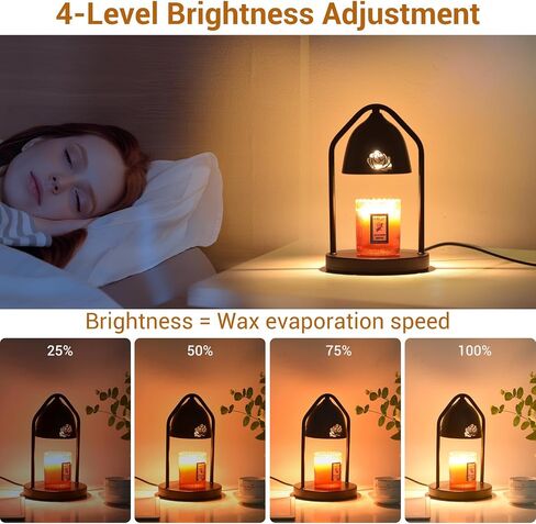 Flower Candle Warmer Lamp with Timer, Wax Warmer Gifts for Mom, Dimmable Candle Lamp Warmer, 3 Timer Modes, 4 Brightness Levels, Adjustable Height for House Warming, Birthday, Christmas Gifts in Saudi Arabia