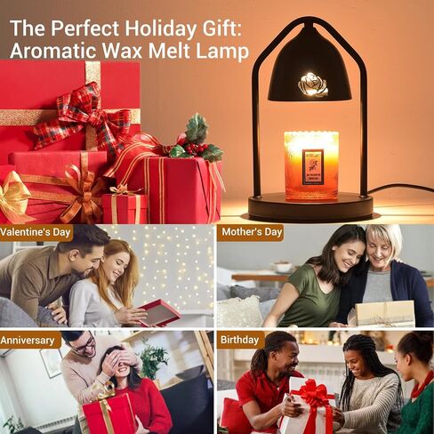 Flower Candle Warmer Lamp with Timer, Wax Warmer Gifts for Mom, Dimmable Candle Lamp Warmer, 3 Timer Modes, 4 Brightness Levels, Adjustable Height for House Warming, Birthday, Christmas Gifts in Saudi Arabia