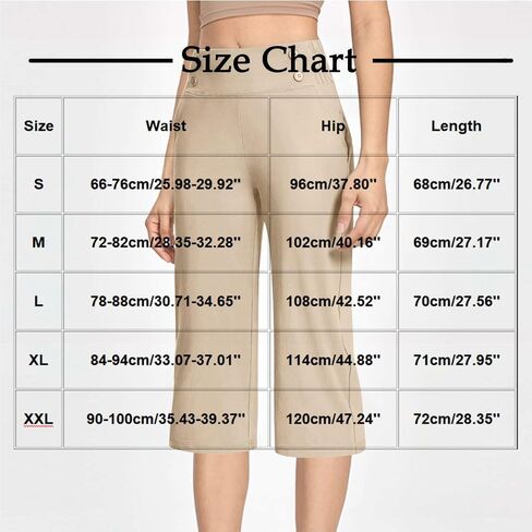 Womens Yoga Capri Pants High Waist Capri Leggings with Pockets Womens Office Work Golf Cropped Pants Wide Leg Lounge in Saudi Arabia