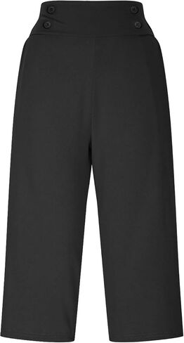 Womens Yoga Capri Pants High Waist Capri Leggings with Pockets Womens Office Work Golf Cropped Pants Wide Leg Lounge in Saudi Arabia