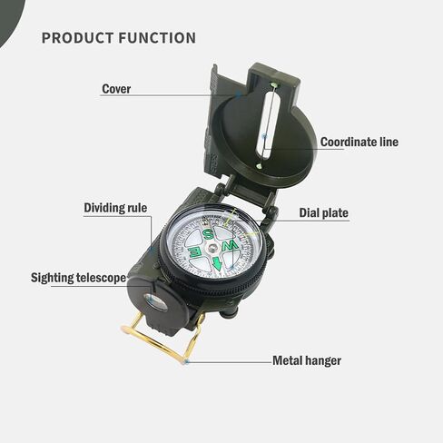 Compass - Advanced Scout Compass for Hiking, Camping, and Backpacking - Outdoor Adventure Party Navigation Tool Army Green in Saudi Arabia