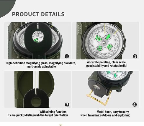 Compass - Advanced Scout Compass for Hiking, Camping, and Backpacking - Outdoor Adventure Party Navigation Tool Army Green in Saudi Arabia