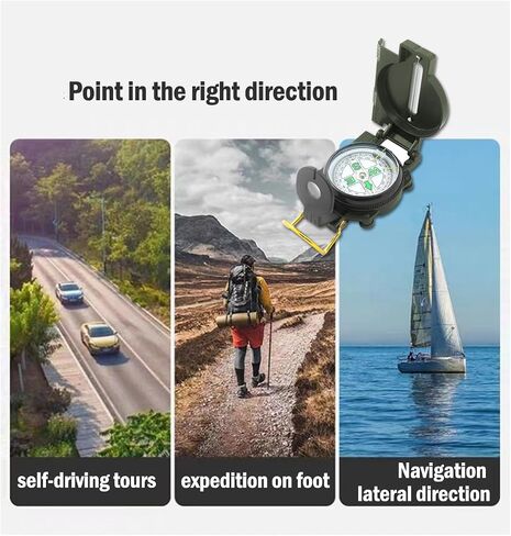 Compass - Advanced Scout Compass for Hiking, Camping, and Backpacking - Outdoor Adventure Party Navigation Tool Army Green in Saudi Arabia