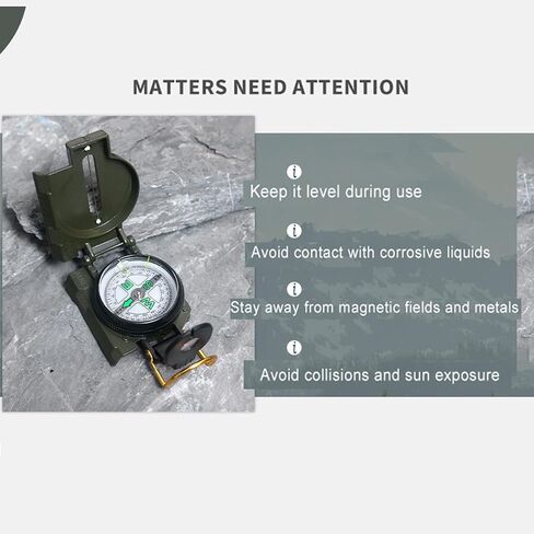 Compass - Advanced Scout Compass for Hiking, Camping, and Backpacking - Outdoor Adventure Party Navigation Tool Army Green in Saudi Arabia