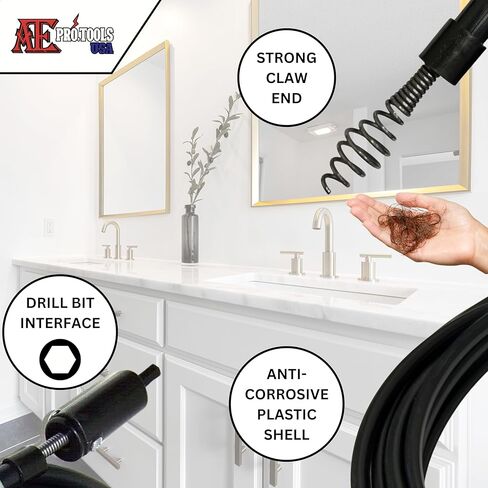 أكلت المحترفين. الأدوات - منظف ثعبان صرف شاق 25 قدمًا ، أداة السباكة التي تعمل بالتحفير ، الأفعى المرحاض بالمرحاض ، أداة ثعابين أنبوب الصرف in Kuwait