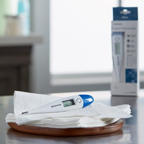 مقياس حرارة عن طريق الفم الرقمي McKesson مع شاشة LCD - القراءة لمدة 30 ثانية ، إنذار الحمى ، ذاكرة الاستدعاء - تشمل أغماء التحقيق ، حالة التخزين ، يدوي ، بطارية ، عدد واحد in Saudi Arabia