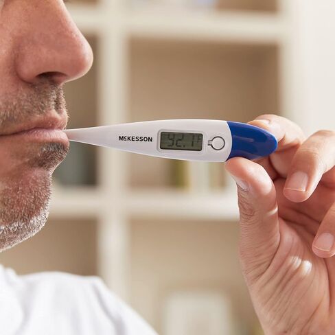 مقياس حرارة عن طريق الفم الرقمي McKesson مع شاشة LCD - القراءة لمدة 30 ثانية ، إنذار الحمى ، ذاكرة الاستدعاء - تشمل أغماء التحقيق ، حالة التخزين ، يدوي ، بطارية ، عدد واحد in Saudi Arabia
