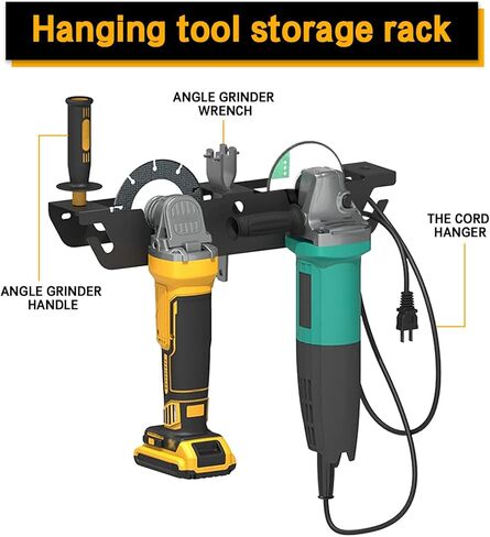 حامل طاحونة الزاوية المثبتة على الحائط-رف تخزين 2-bay مع شماعات الحبل ، للقواطع والتلميع وأدوات الطاقة ، مثالية لمؤسسة المرآب وورشة العمل in Kuwait