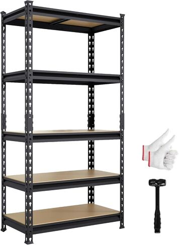BIG RED 5 Tier Heavy Duty Garage Storage Shelving: Adjustable Metal Utility Shelving Rack for Garage, Basement, Pantry, Closet - 2,000lb Capacity (72"x36"x18") Black in Saudi Arabia