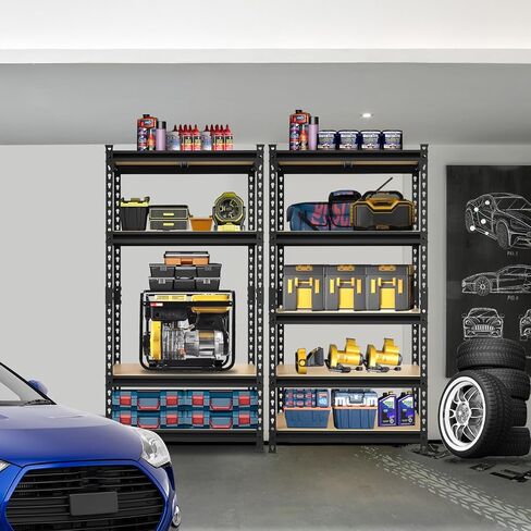 BIG RED 5 Tier Heavy Duty Garage Storage Shelving: Adjustable Metal Utility Shelving Rack for Garage, Basement, Pantry, Closet - 2,000lb Capacity (72"x36"x18") Black in Saudi Arabia