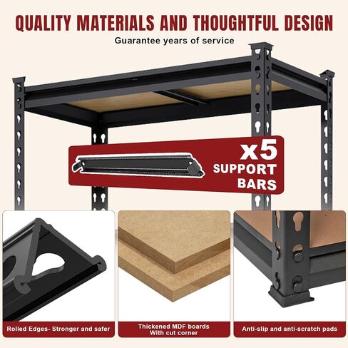 BIG RED 5 Tier Heavy Duty Garage Storage Shelving: Adjustable Metal Utility Shelving Rack for Garage, Basement, Pantry, Closet - 2,000lb Capacity (72"x36"x18") Black in Saudi Arabia