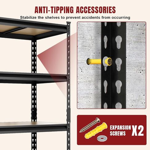 BIG RED 5 Tier Heavy Duty Garage Storage Shelving: Adjustable Metal Utility Shelving Rack for Garage, Basement, Pantry, Closet - 2,000lb Capacity (72"x36"x18") Black in Saudi Arabia