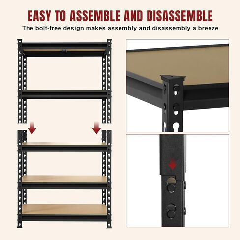 BIG RED 5 Tier Heavy Duty Garage Storage Shelving: Adjustable Metal Utility Shelving Rack for Garage, Basement, Pantry, Closet - 2,000lb Capacity (72"x36"x18") Black in Saudi Arabia