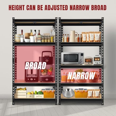 BIG RED 5 Tier Heavy Duty Garage Storage Shelving: Adjustable Metal Utility Shelving Rack for Garage, Basement, Pantry, Closet - 2,000lb Capacity (72"x36"x18") Black in Saudi Arabia