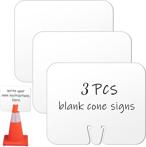 Geetery 18 Pcs Blank Traffic Cone Signs, 10.4"x12.6" Write-on Sign, White in Saudi Arabia