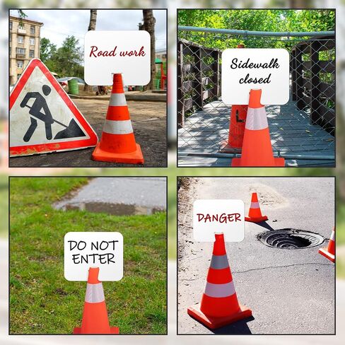 Geetery 18 Pcs Blank Traffic Cone Signs, 10.4"x12.6" Write-on Sign, White in Saudi Arabia